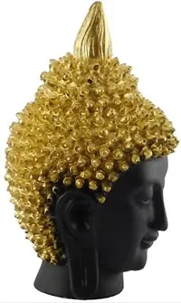 Golden Handcrafted Face Buddha | Meditation Relaxing Buddha Statue for Good Luck, Positive Fortune, Success and Prosperity | Decorative Showpiece for Gift, Home and Office Decoration - 18 cm-thumb1