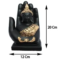 Golden Handcrafted Palm Buddha | Meditation Relaxing Buddha Statue for Good Luck, Positive Fortune, Success and Prosperity | Decorative Showpiece for Gift, Home and Office Decoration - 20 cm-thumb2