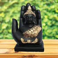 Golden Handcrafted Palm Buddha | Meditation Relaxing Buddha Statue for Good Luck, Positive Fortune, Success and Prosperity | Decorative Showpiece for Gift, Home and Office Decoration - 20 cm-thumb3