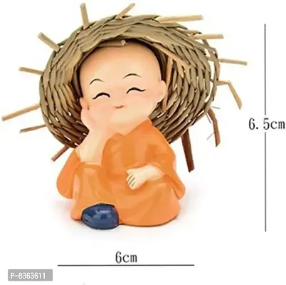 Cap Monk Lamba | Little Monk Doll ornament for Peace and Calm Environment | Great Vastu significance and Decorative Showpiece for Home/Office/Shop Decoration | Auto/Car Dashboard  Diwali - 6.5 cm-thumb2