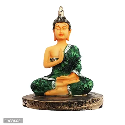 Coloured Handcrafted Buddha Statue | Meditation Relaxing Buddha Statue for Good Luck, Positive Fortune, Success and Prosperity | Decorative Showpiece for Gift, Home and Office Decoration - 18 cm