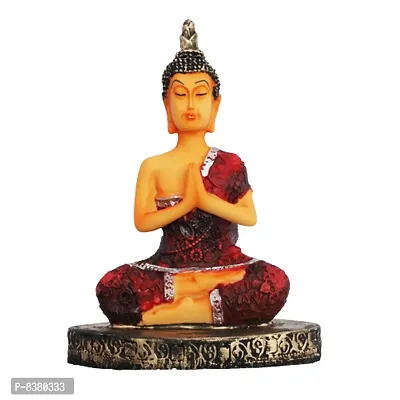 Coloured Handcrafted Meditation Buddha Statue | Relaxing Buddha Statue for Good Luck, Positive Fortune, Success and Prosperity | Decorative Showpiece for Gift, Home and Office Decoration - 18 cm