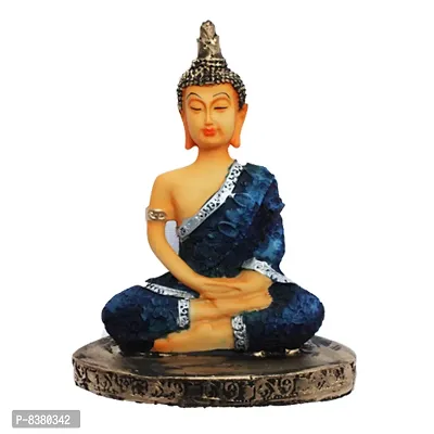 Coloured Handcrafted Meditation Buddha Showpiece | Relaxing Buddha Statue for Good Luck, Positive Fortune, Success and Prosperity | Decorative Showpiece for Gift, Home and Office Decoration - 18 cm