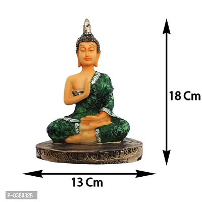 Coloured Handcrafted Buddha Statue | Meditation Relaxing Buddha Statue for Good Luck, Positive Fortune, Success and Prosperity | Decorative Showpiece for Gift, Home and Office Decoration - 18 cm-thumb3