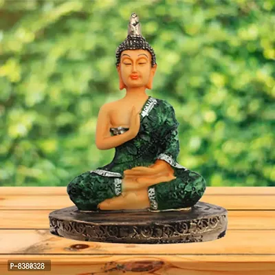 Coloured Handcrafted Buddha Statue | Meditation Relaxing Buddha Statue for Good Luck, Positive Fortune, Success and Prosperity | Decorative Showpiece for Gift, Home and Office Decoration - 18 cm-thumb4
