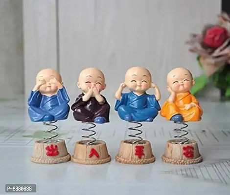 Monk Lamba for Vastu gives Positive Environment | Little Monk Doll ornament for Peace and Calm Environment | Great Vastu significance and Decorative Showpiece for Home Decoration - 10 cm ( Set of 4 )-thumb0