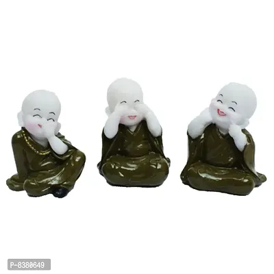 3 Piece Monk Baccha for Vastu Makes Positive Environment | Monk Doll ornament for Peace and Calm Environment | Best Vastu significance and Decorative Showpiece for Home/Office/Shop Decoration - 10 cm-thumb0