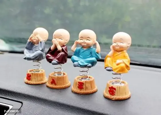 Monk Lamba for Vastu gives Positive Environment | Little Monk Doll ornament for Peace and Calm Environment | Great Vastu significance and Decorative Showpiece for Home Decoration - 10 cm ( Set of 4 )-thumb3