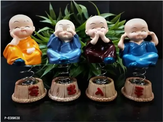 Monk Lamba for Vastu gives Positive Environment | Little Monk Doll ornament for Peace and Calm Environment | Great Vastu significance and Decorative Showpiece for Home Decoration - 10 cm ( Set of 4 )-thumb5