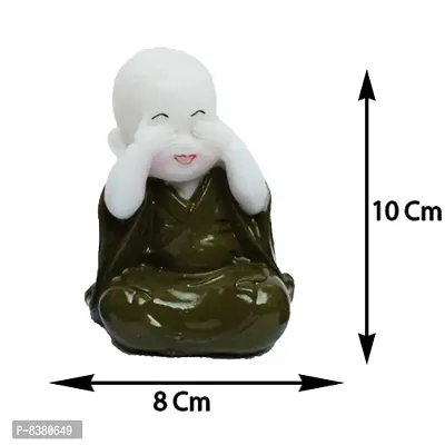 3 Piece Monk Baccha for Vastu Makes Positive Environment | Monk Doll ornament for Peace and Calm Environment | Best Vastu significance and Decorative Showpiece for Home/Office/Shop Decoration - 10 cm-thumb3