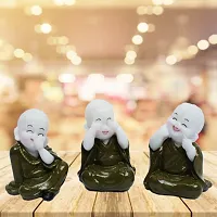 3 Piece Monk Baccha for Vastu Makes Positive Environment | Monk Doll ornament for Peace and Calm Environment | Best Vastu significance and Decorative Showpiece for Home/Office/Shop Decoration - 10 cm-thumb3