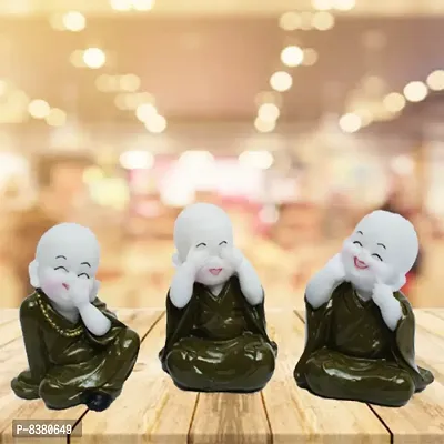 3 Piece Monk Baccha for Vastu Makes Positive Environment | Monk Doll ornament for Peace and Calm Environment | Best Vastu significance and Decorative Showpiece for Home/Office/Shop Decoration - 10 cm-thumb4