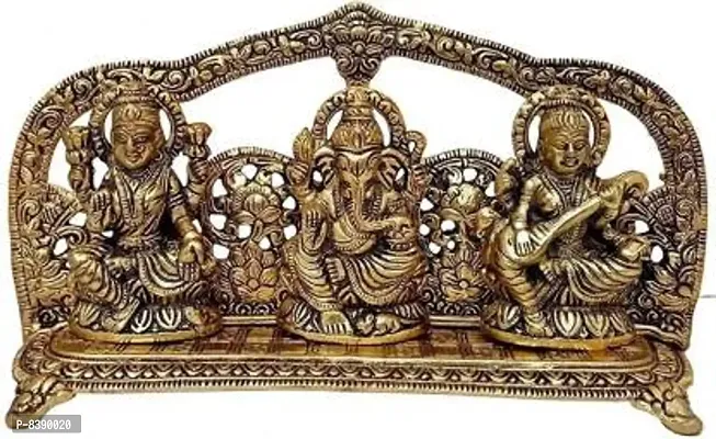 Metal Design Lakshmi Ganesh Saraswati idol For Worship, Gifting, Home, Office and Shop Decoration | Figurine of God for Pooja room and Positive environment - 26 cm