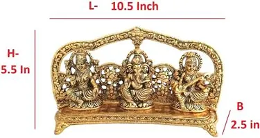 Metal Design Lakshmi Ganesh Saraswati idol For Worship, Gifting, Home, Office and Shop Decoration | Figurine of God for Pooja room and Positive environment - 26 cm-thumb1