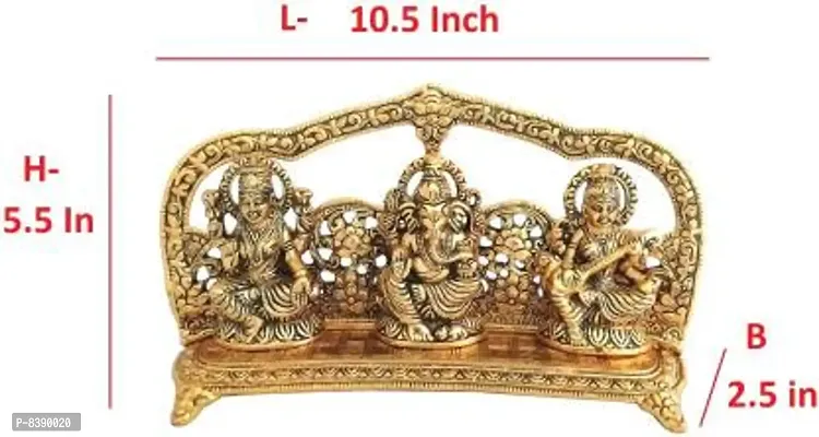 Metal Design Lakshmi Ganesh Saraswati idol For Worship, Gifting, Home, Office and Shop Decoration | Figurine of God for Pooja room and Positive environment - 26 cm-thumb2