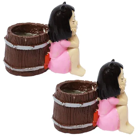 Set of 2- Cute Girl Planters