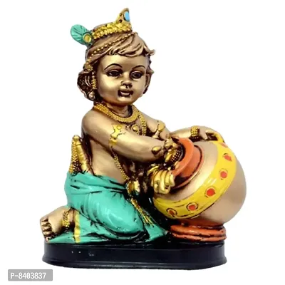 Antique Laddu Gopal Makhan Chor | Shree Krishna Idol for Home Temple and Pooja - 18 cm