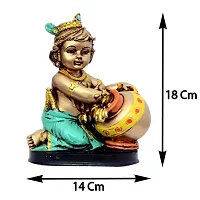 Antique Laddu Gopal Makhan Chor | Shree Krishna Idol for Home Temple and Pooja - 18 cm-thumb1