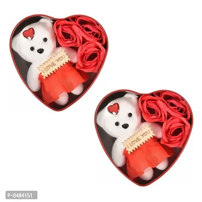 Sweet Heart Box with Cute Teddy Bear | Special and Precious heart box for occasions like Valentine day, Someone Special, Loved one | For Birthday Gift, Return Gift and Home Decor - Pack of 2-thumb0