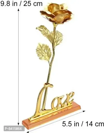 Gold Rose with Love Stand | Special and Precious Gold Rose Artificial Flower for occasions like Valentine day, Someone Special, Loved one | Decorative Showpiece for Birthday Gift, Return Gift - 26 cm-thumb5