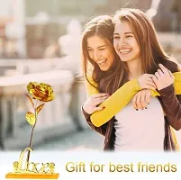 Gold Rose with Love Stand | Special and Precious Gold Rose Artificial Flower for occasions like Valentine day, Someone Special, Loved one | Decorative Showpiece for Birthday Gift, Return Gift - 26 cm-thumb2