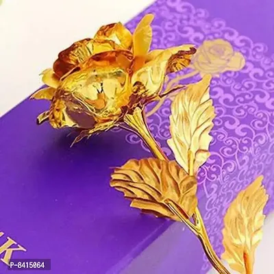 Gold Rose with Love Stand | Special and Precious Gold Rose Artificial Flower for occasions like Valentine day, Someone Special, Loved one | Decorative Showpiece for Birthday Gift, Return Gift - 26 cm-thumb4