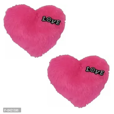 Love Pink Heart Stuffed Cushion | For New Born Baby, Small Kids, Boys, Girls, Valentines Day, Girl friend, Boy friend | Best Can be used for Home Decor - Pack of 2-thumb0