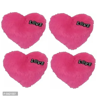 Love Pink Heart Stuffed Cushion | For New Born Baby, Small Kids, Boys, Girls, Valentines Day, Girl friend, Boy friend | Best Can be used for Home Decor - Pack of 4-thumb0