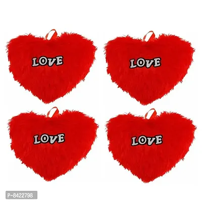 Love Red Heart Stuffed Cushion | For New Born Baby, Small Kids, Boys, Girls, Valentines Day, Girl friend, Boy friend | Best Can be used for Home Decor - Pack of 4