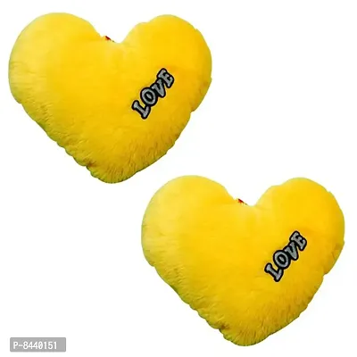 Love Yellow Heart Stuffed Cushion | For New Born Baby, Small Kids, Boys, Girls, Valentines Day, Girl friend, Boy friend | Best Can be used for Home Decor - Pack of 2