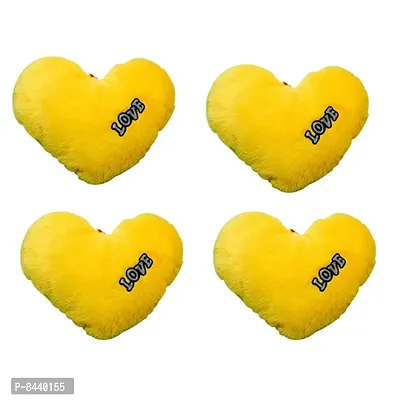 Love Yellow Heart Stuffed Cushion | For New Born Baby, Small Kids, Boys, Girls, Valentines Day, Girl friend, Boy friend | Best Can be used for Home Decor - Pack of 4