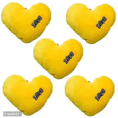 Love Yellow Heart Stuffed Cushion | For New Born Baby, Small Kids, Boys, Girls, Valentines Day, Girl friend, Boy friend | Best Can be used for Home D&eacute;cor - Pack of 5