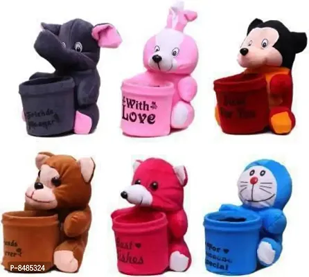 Pen/Pencil Stand Stuffed Toy | Best Pen/Pencil Stand for Kids, Boys and Girls | Can also used as playing and Gifting for you Close and Best Friend - 20 cm ( Set of 6 )-thumb2