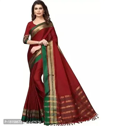 Stylish Women Cotton Saree with Blouse Piece