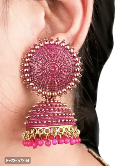 Pink Alloy  Jhumkas Earrings For Women-thumb0
