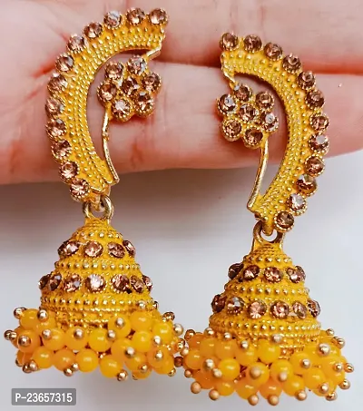 Orange Alloy  Jhumkas Earrings For Women
