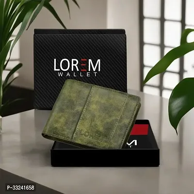 Designer Green Out Side Card Slot Bi-Fold Faux Leather 5 ATM Card Slots Wallet For Men-thumb0