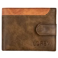 Designer Brown-Tan Dual Color Bi-Fold Faux Leather 5 ATM Card Slots Wallet For Men-thumb1