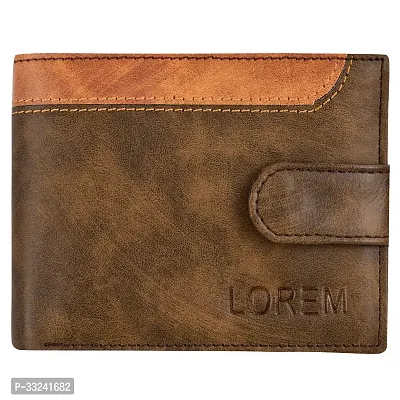 Designer Brown-Tan Dual Color Bi-Fold Faux Leather 5 ATM Card Slots Wallet For Men-thumb2