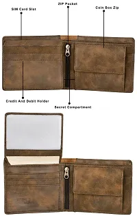 Designer Brown-Tan Double Color Bi-Fold Faux Leather 7 ATM Card Slots Wallet For Men-thumb3