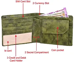 Designer Green Out Side Card Slot Bi-Fold Faux Leather 5 ATM Card Slots Wallet For Men-thumb3