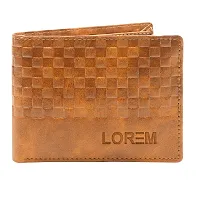 Designer Orange 3D Emboss Square Bi-Fold Faux Leather 3 ATM Card Slots Wallet For Men-thumb1