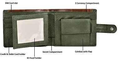 Designer Green-Brown Dual Color Bi-Fold Faux Leather 5 ATM Card Slots Wallet For Men-thumb3