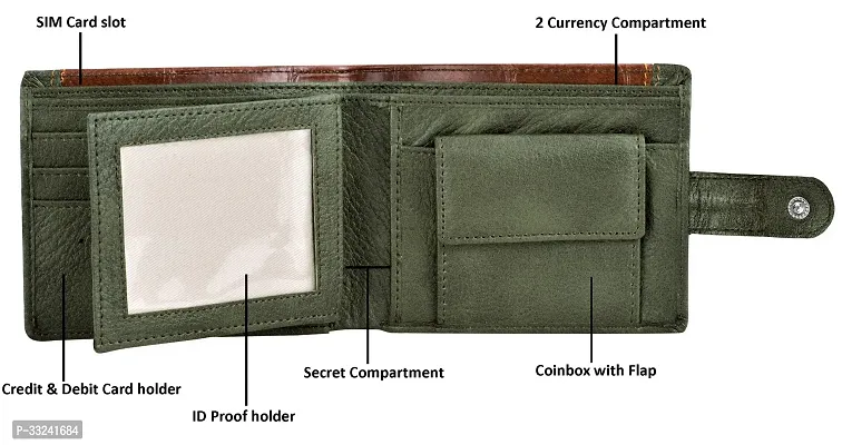 Designer Green-Brown Dual Color Bi-Fold Faux Leather 5 ATM Card Slots Wallet For Men-thumb4