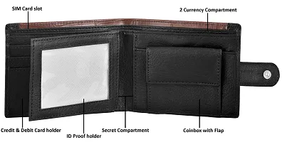 Designer Black-Brown Dual Color Bi-Fold Faux Leather 5 ATM Card Slots Wallet For Men-thumb3