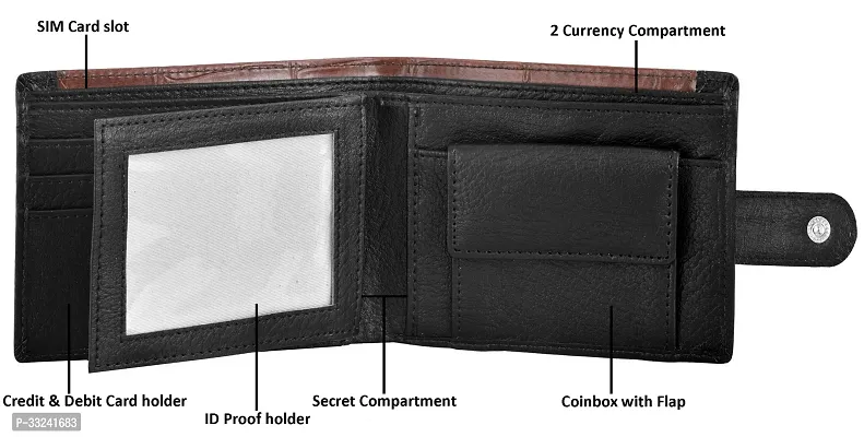 Designer Black-Brown Dual Color Bi-Fold Faux Leather 5 ATM Card Slots Wallet For Men-thumb4