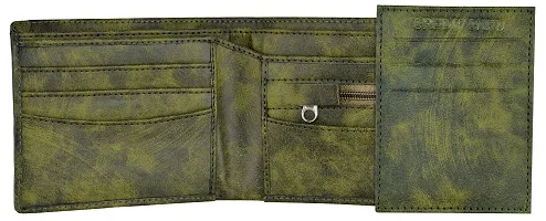 Designer Green Removable Card Holder Bi-Fold Faux Leather 8 ATM Card Slots Wallet For Men-thumb3