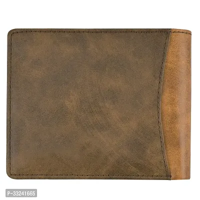 Designer Brown-Tan Double Color Bi-Fold Faux Leather 7 ATM Card Slots Wallet For Men-thumb3