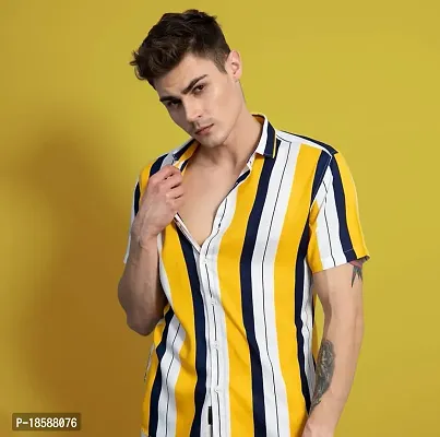 Classic Linen Striped Casual Shirt for Men-thumb0