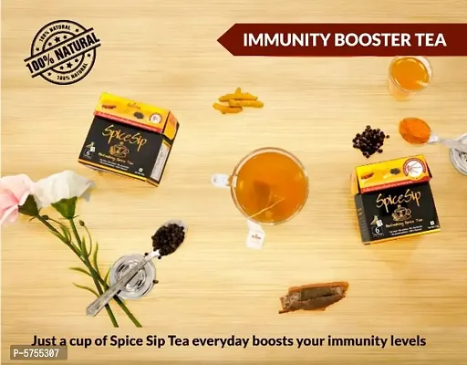 Spice Sip - Natural Immunity Booster Wellness Tea for All Adults Kids - Turmeric Cinnamon Black Pepper Spices - Pack of 5 (30 Tea Bags)-thumb3